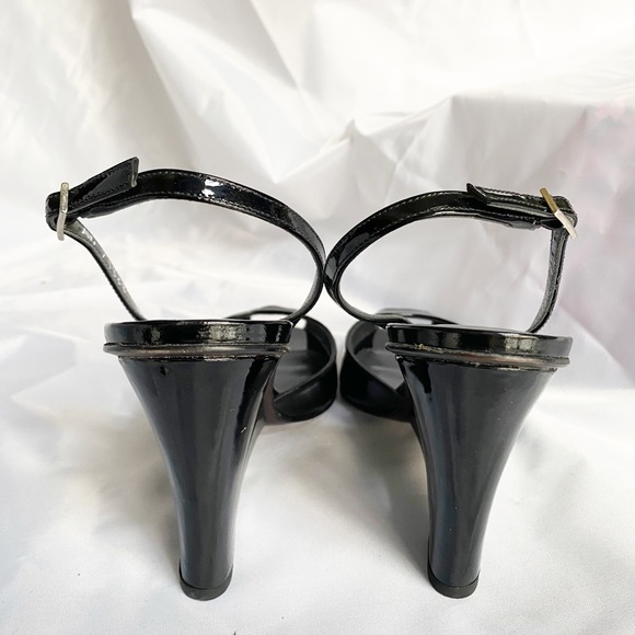 Black parent leather heel with architectural heel - Picture 4 of 6